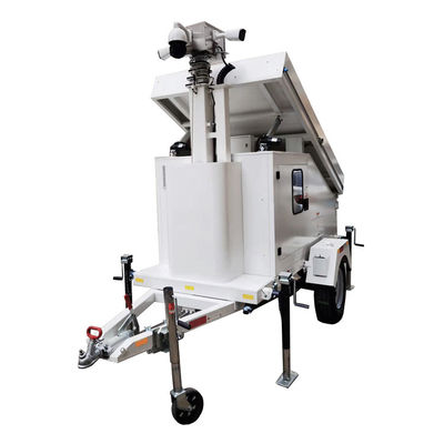 Torre de CCTV solar trailer de câmera solar com mastro elétrico de 7 m para segurança ao ar livre