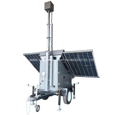 Monitor de vigilância solar Trailer de segurança móvel Trailer de câmera de circuito fechado Para monitoramento de edifícios comerciais