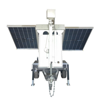 Trailer de câmera de vigilância móvel movido a energia solar com mastro manual de 6 m