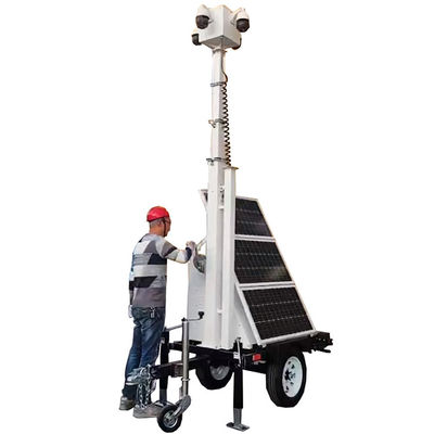 Sistema de vigilância de segurança solar a cores personalizadas 3*100 watts Painéis solares Pequeno reboque para monitoramento de parques empresariais