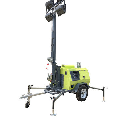 Strong Endurance Mobile Diesel 9m Telescópica Mast Light Tower Para Iluminação de Construção Rodoviária