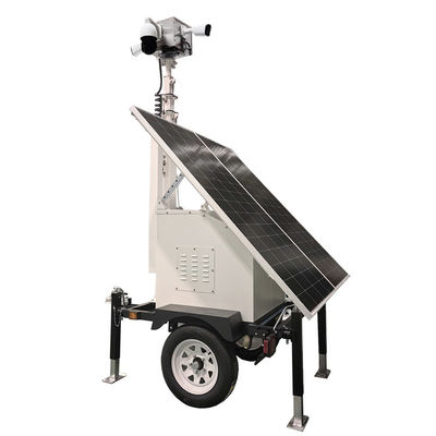 Trailer de câmaras de segurança Trailer de Cctv solar com painéis solares de 2 * 300W para canteiros de obras