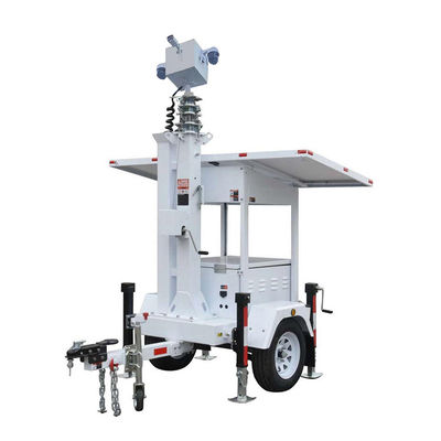 Operação estável Trailer de vigilância móvel Sistema de energia solar portátil Torre de CCTV para monitoramento de exposições ao ar livre