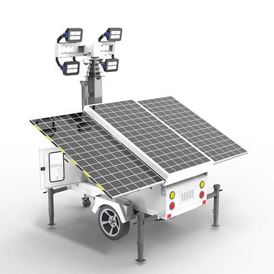 Torre de iluminação solar portátil com luzes LED de 4 * 100W para iluminação de construção