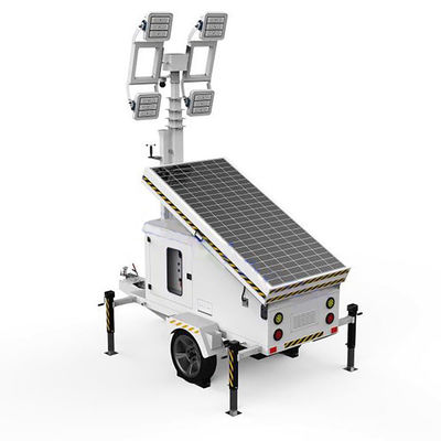 Torre de iluminação movel de energia solar com 4*100W LED para iluminação de resgate de desastres