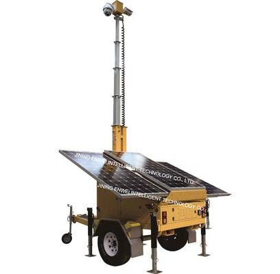 Camara de alta definição montada no trailer de energia solar para monitoramento temporário de atividades