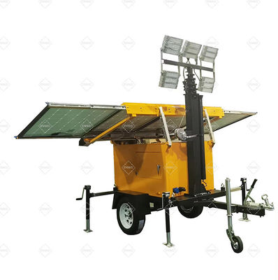 Trailers solares portáteis montados 4*100W Luzes LED para iluminação de parques industriais químicos