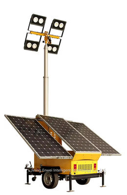Trailer de iluminação solar montado 7 metros mastro telescópico para iluminação de mineração
