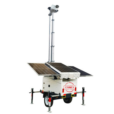 Trailers solares de CCTV com mastro manual de 6 m para monitoramento de locais de construção