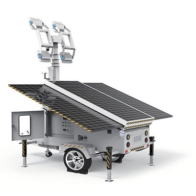 Torre de luz de vigilância solar móvel com painéis solares de 3*460 W