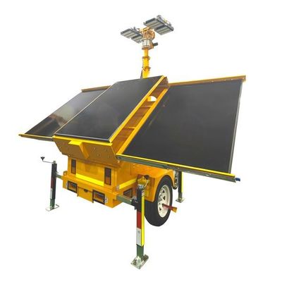 Trailers solares móveis com luzes LED para iluminação noturna de canteiros de obras