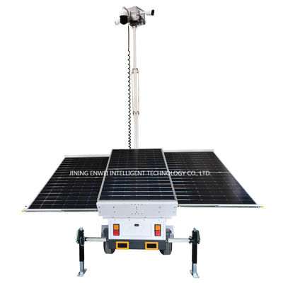 3*400W Painéis Solares Trailer de Vigilância Móvel Trailer de Segurança CCTV Para Instalações Públicas