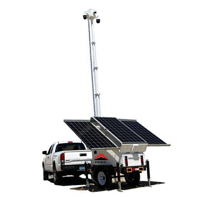 Reboque de segurança solar com mastro elétrico de 7 m para canteiros de obras