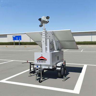 Instalação flexível de posições Energia solar Trailer de CCTV para monitoramento de estacionamento