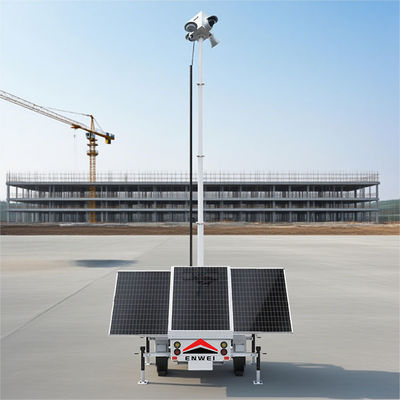 Bateria de longa duração Painéis solares Camara trailer para monitoramento do canteiro de obras