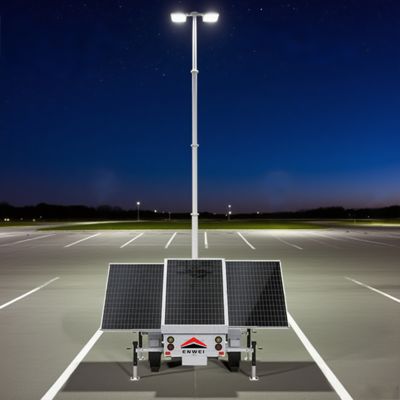 Reboque de Iluminação com Holofote Solar de Alta Mobilidade para Iluminação de Estacionamentos Noturnos