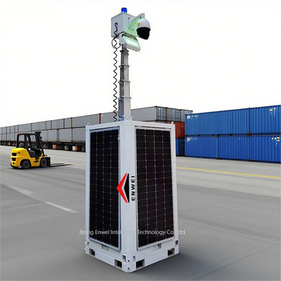 Fast And Convenient Solar Panels Green Power Camera Cctv Tower For Logistics Park Monitoring