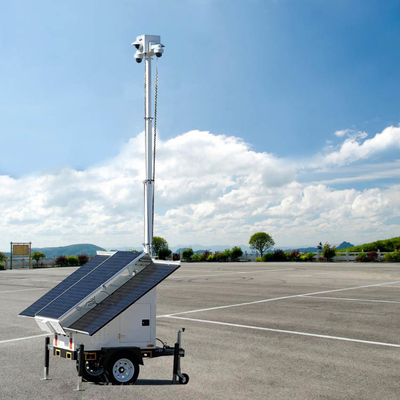 Trailer de segurança solar móvel com mastro manual de 6m para monitoramento de eventos públicos