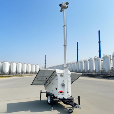 Não é necessária fiação Trailer portátil de segurança de energia solar para monitoramento do canteiro de obras