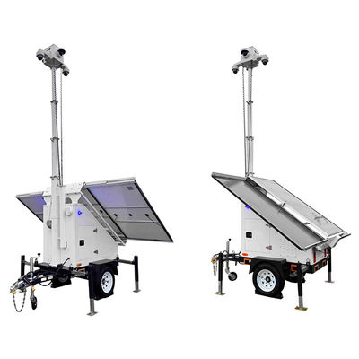 Trailer de vigilância móvel com 3 painéis solares para segurança de estacionamento