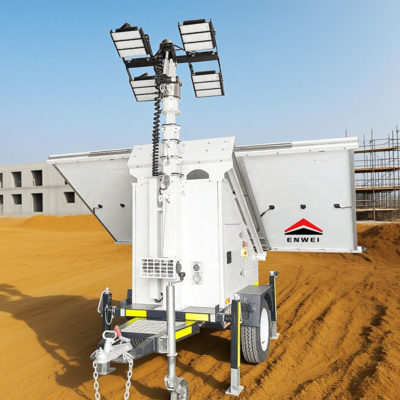 Reboque de Iluminação com Holofote Solar com Fonte de Alimentação Estável para Iluminação no Deserto