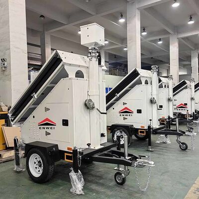 Trailer de câmera solar com alimentação própria para monitoramento de parques logísticos e armazéns