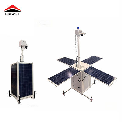 Torre de CCTV móvel de implantação rápida Torre de CCTV solar com quatro painéis solares de 350W para vigilância de canteiros de obras