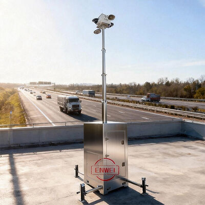 Torre de CCTV Móvel de Implantação Rápida Certificada CE à Prova d'Água em Aço Inoxidável
