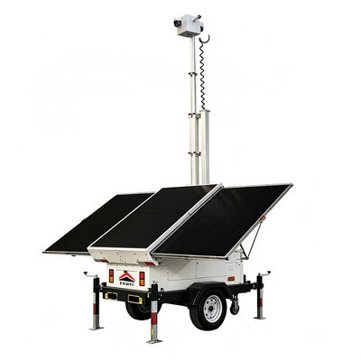 Painéis Solares Trailer CCTV Trailer de Vigilância Móvel Com Sistema de Monitoramento Remoto 4G Para Estacionamento