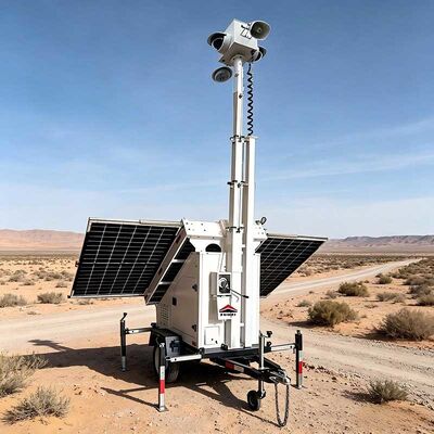 Painéis solares portáteis Trailers de segurança Trailers móveis de vigilância a energia solar para monitoramento de áreas remotas